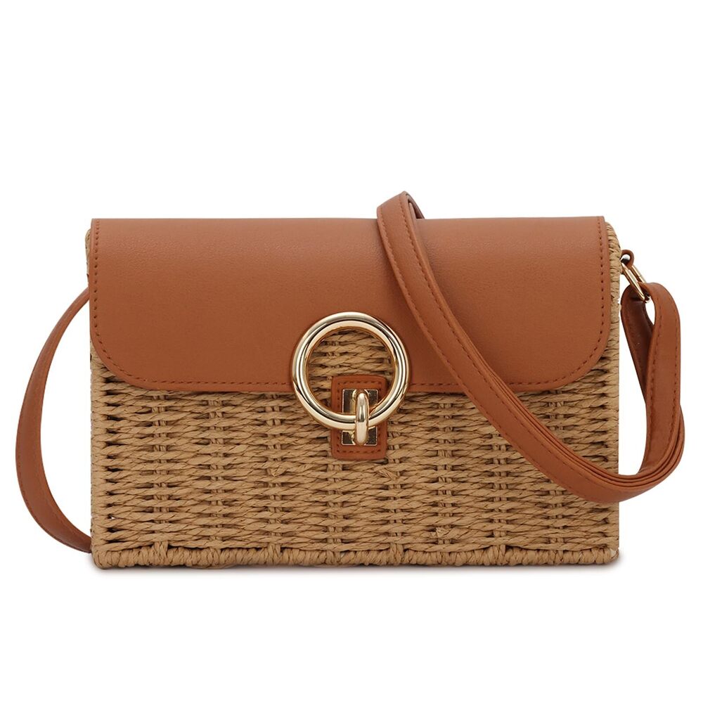 8351 Straw Crossbody Bags Trendy Rattan Wicker Purses Summer Woven Purse